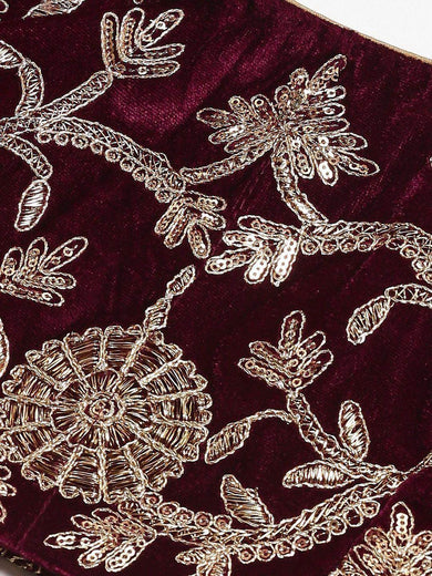 Purple & Golden Semi-Stitched Myntra Party Wear Lehenga & Unstitched Blouse with Dupatta